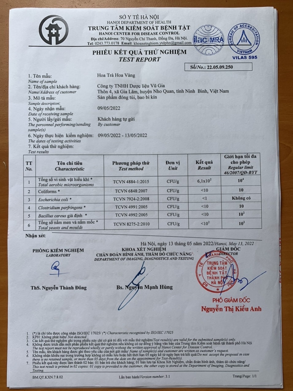 Trà hoa vàng Vũ Gia hộp 20gr