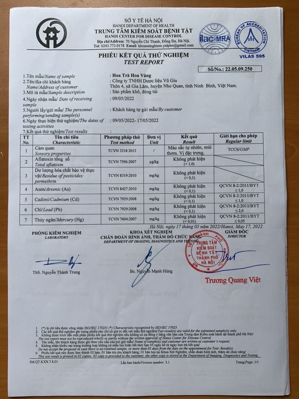 Trà hoa vàng Vũ Gia hộp 20gr