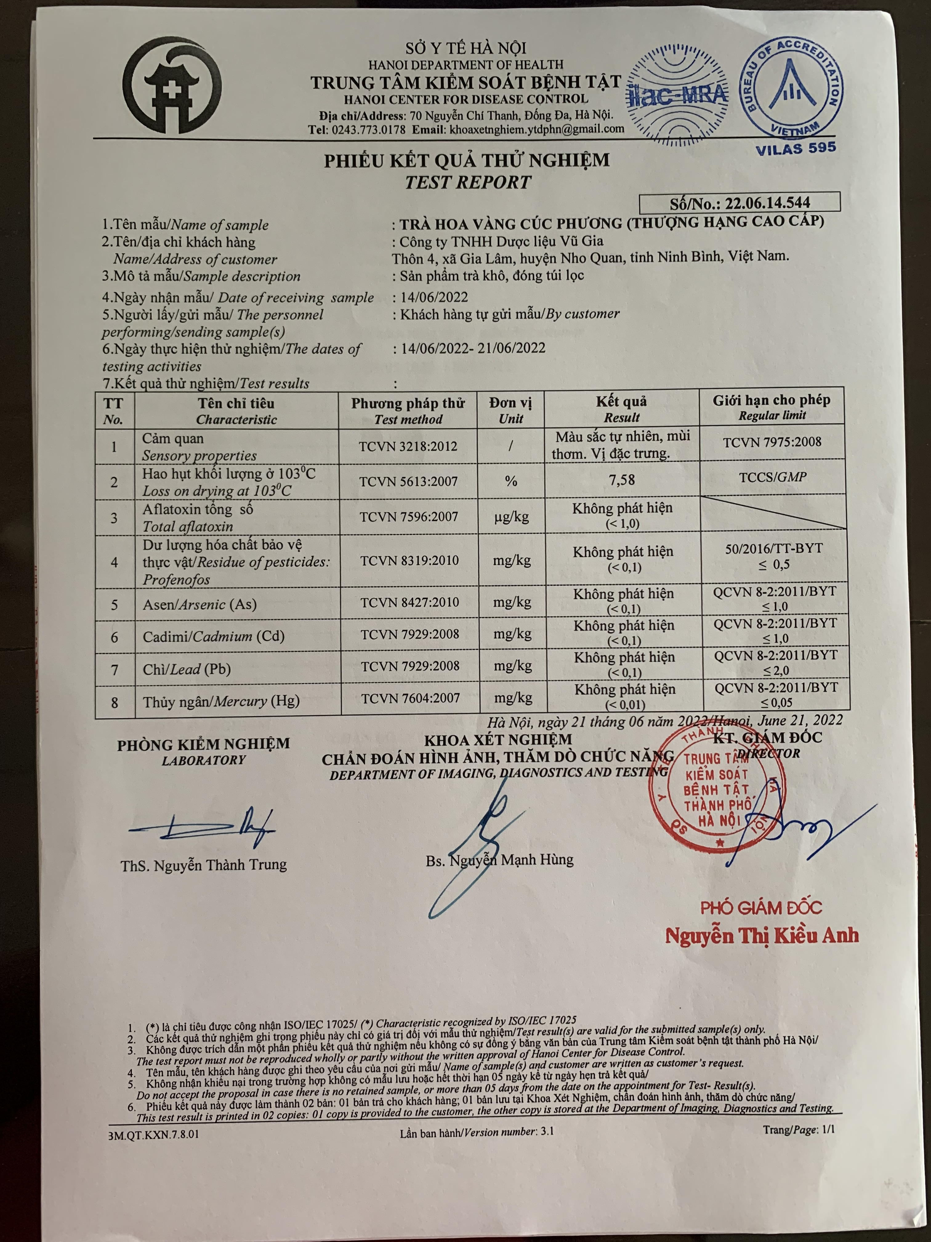 Trà hoa vàng Cúc phương hộp 45gr