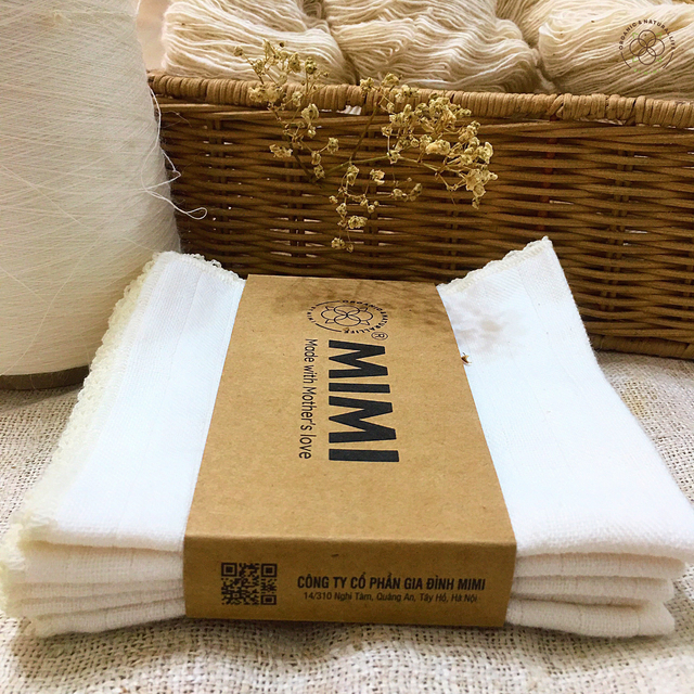 Set 5 khăn mặt sữa Mimi Organic Official tự nhiên an toàn em bé mềm mại thấm hút tốt