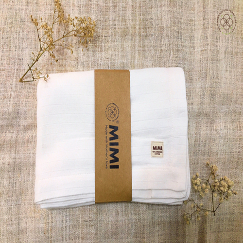 Khăn tắm Mimi Organic đa năng 100% organic cotton, 100cmx100cm an toàn chống nắng chống tia UV khách sạn 5 sao