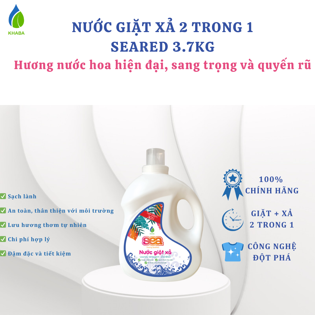 Nước giặt xả 2in1 lành tính SEARED - Can 3.7KG