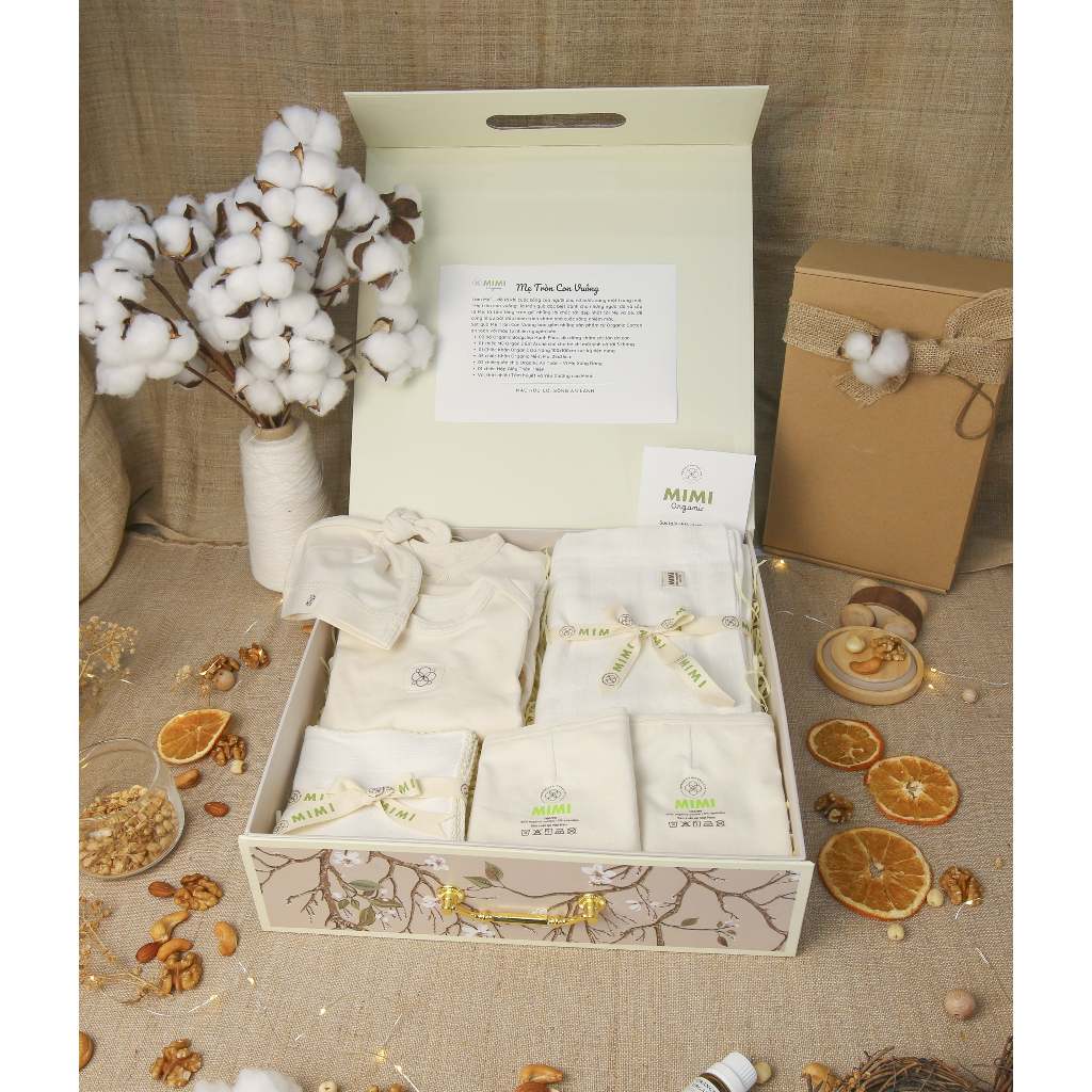 Set quà “Mẹ Tròn Con Vuông”  Mimi Organic món quà từ tự nhiên an toàn, mềm mại, kháng khuẩn.