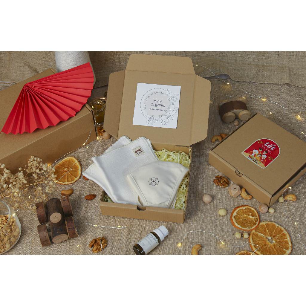 Set quà: “LOVE Nest” Mimi Organic món quà từ tự nhiên an toàn, mềm mại, kháng khuẩn.