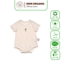 Bộ áo liền quần Mimi Organic Official dáng đùi sợi bông hữu cơ kẻ nâu cho bé mềm mịn siêu thoáng